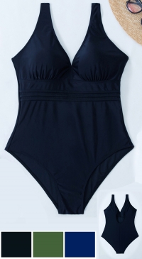 Large size solid color swimsuit