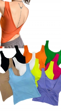 Lots of cotton crop top tank tops, wrap shape, wholesale in assorted colors and sizes