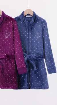 Children's bathrobe with zip and belt