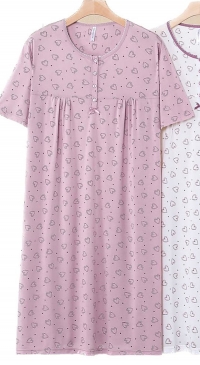Large size printed cotton short-sleeved nightgown (from 48 to 56)