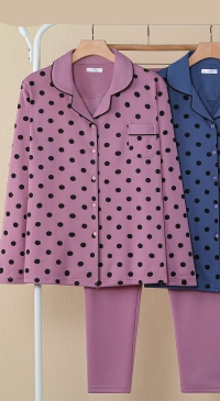 Large polka dot printed fleece pajamas