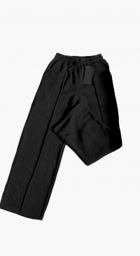 Black elastic waist straight pants