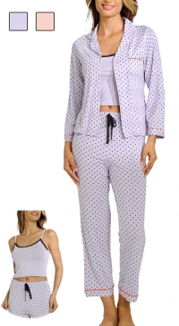 3-piece pajamas set: tank top, vest and pants